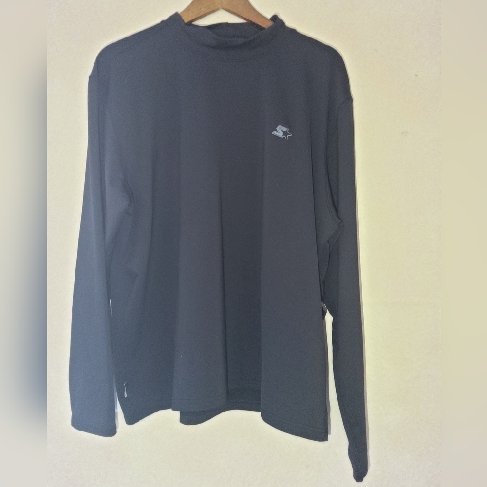 Starter Athletic Shirt Mens 2XL Black Moisture Wicking Mock Neck Performance Tee